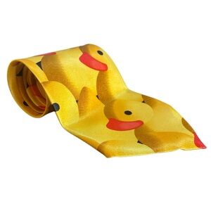 Rene Chagal Hand Made Rubber Ducky Yellow Neck Tie
